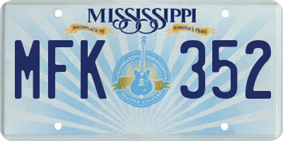 MS license plate MFK352