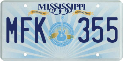 MS license plate MFK355