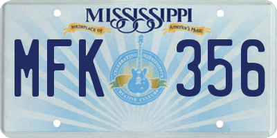 MS license plate MFK356