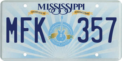 MS license plate MFK357