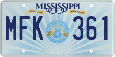MS license plate MFK361