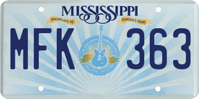 MS license plate MFK363