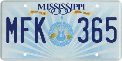 MS license plate MFK365
