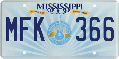 MS license plate MFK366