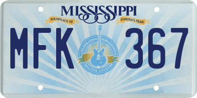 MS license plate MFK367
