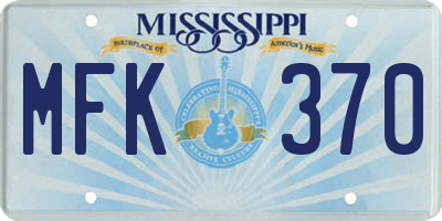 MS license plate MFK370