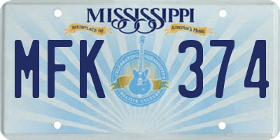 MS license plate MFK374