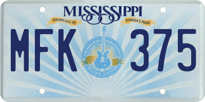 MS license plate MFK375