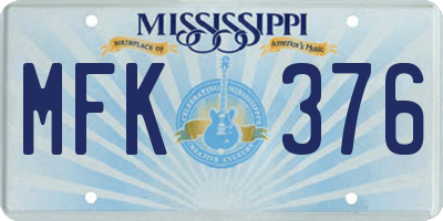 MS license plate MFK376