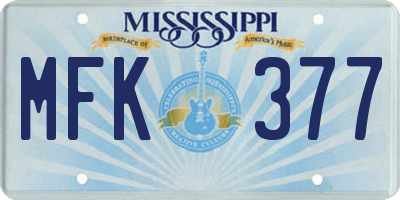 MS license plate MFK377