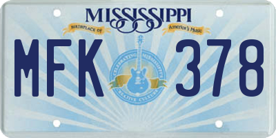MS license plate MFK378