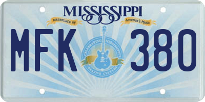 MS license plate MFK380