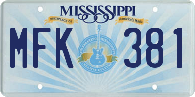 MS license plate MFK381