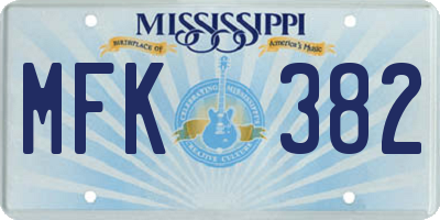 MS license plate MFK382