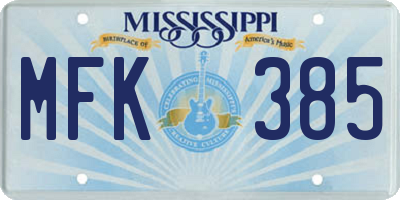 MS license plate MFK385