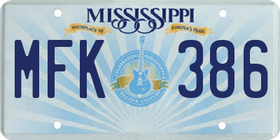 MS license plate MFK386