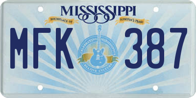 MS license plate MFK387