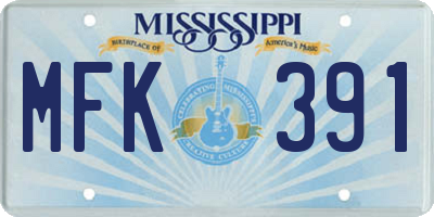 MS license plate MFK391