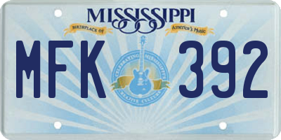 MS license plate MFK392