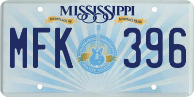 MS license plate MFK396
