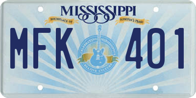 MS license plate MFK401