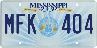 MS license plate MFK404