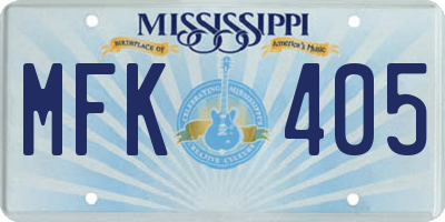 MS license plate MFK405