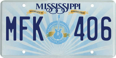 MS license plate MFK406