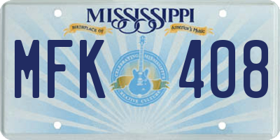 MS license plate MFK408
