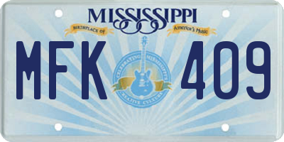 MS license plate MFK409