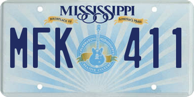 MS license plate MFK411