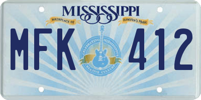 MS license plate MFK412