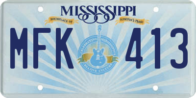 MS license plate MFK413