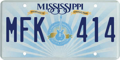 MS license plate MFK414