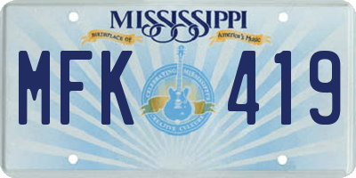 MS license plate MFK419