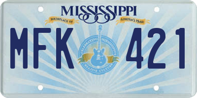 MS license plate MFK421