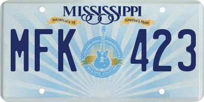 MS license plate MFK423