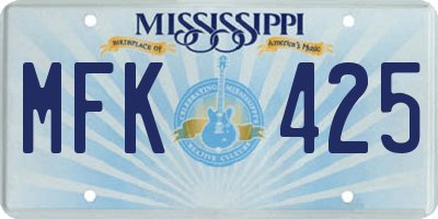 MS license plate MFK425