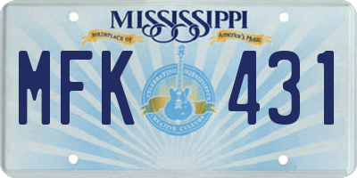 MS license plate MFK431