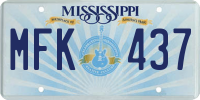MS license plate MFK437