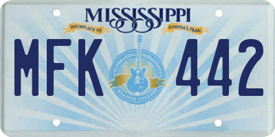 MS license plate MFK442