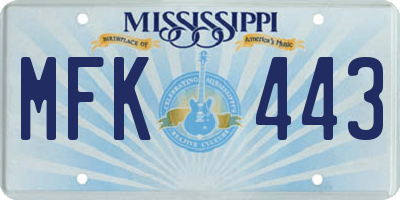 MS license plate MFK443