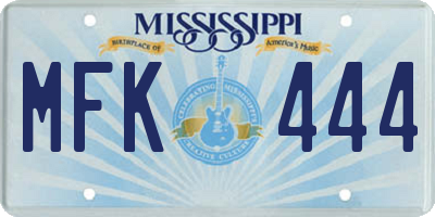 MS license plate MFK444