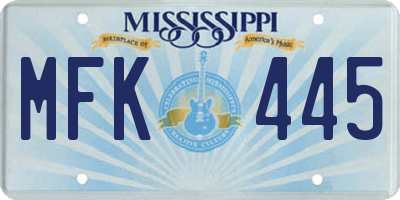 MS license plate MFK445