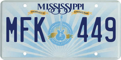 MS license plate MFK449