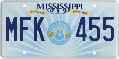 MS license plate MFK455