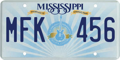 MS license plate MFK456