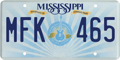MS license plate MFK465