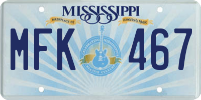 MS license plate MFK467