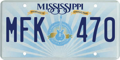 MS license plate MFK470